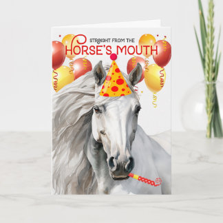 Tarjeta Aniversario divertido del caballo blanco