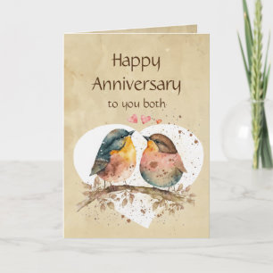 Tarjeta Aniversario divertido del humor de los dos pájaros