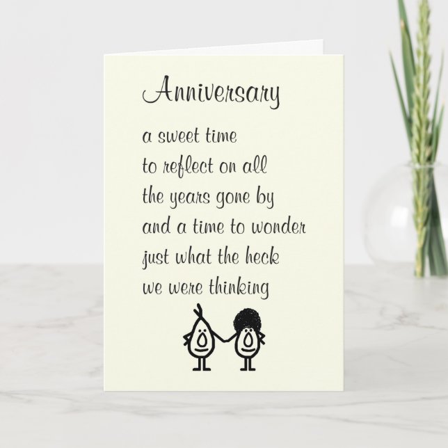 Tarjeta Aniversario divertido feliz Boda Aniversario Poema (Anverso)