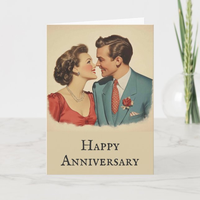 Tarjeta Aniversario divertido Vintage Classic Retro Pareja (Anverso)