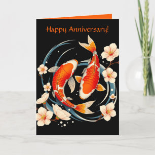 Tarjeta Aniversario editable de Koi Fish