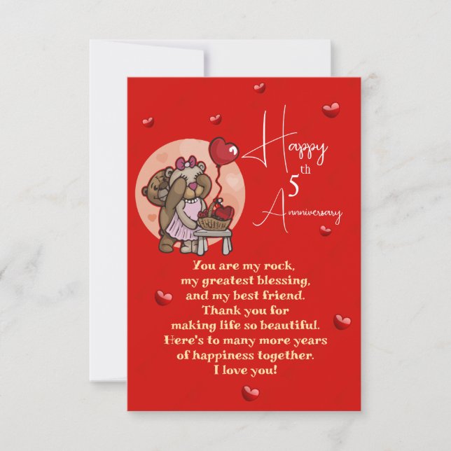 Tarjeta Aniversario elegante de la boda (Anverso)