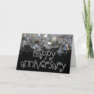 Tarjeta Aniversario Elegante Negro Plateado Brillante Diam