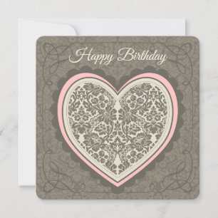 Tarjeta Aniversario Elegante ornato estilo Morris Corazón