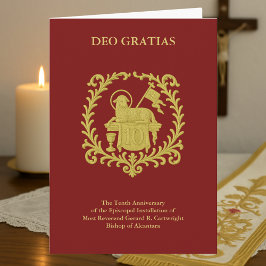 Tarjeta Aniversario Episcopal 10 Agnus Dei Obispo de Oro