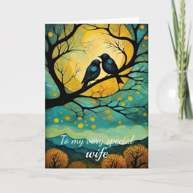 Tarjeta Aniversario especial de la pareja de pájaros (Anverso)