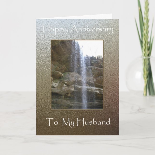 Tarjeta Aniversario feliz a mi marido - cascada (Anverso)