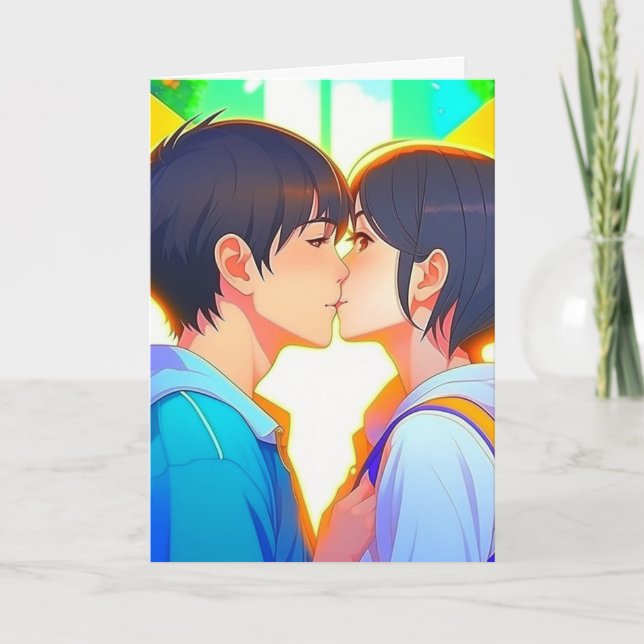 Tarjeta Aniversario feliz | Anime Kiss (Anverso)
