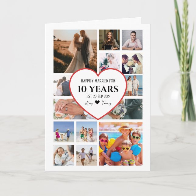 Tarjeta Aniversario feliz con foto central (Anverso)