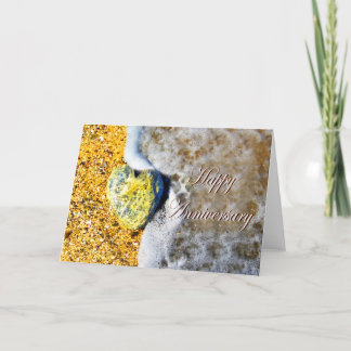 Tarjeta Aniversario feliz, corazón de amor se tambalea en 