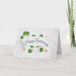 Tarjeta Aniversario Feliz De Birch Tree Scroll