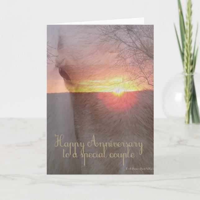 Tarjeta Aniversario feliz de caballos (Anverso)