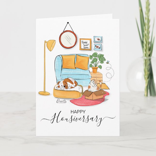 Tarjeta Aniversario feliz de casa referidos (Anverso)