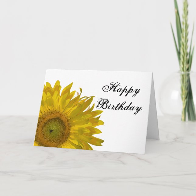 Tarjeta Aniversario feliz de girasol amarillo (Anverso)