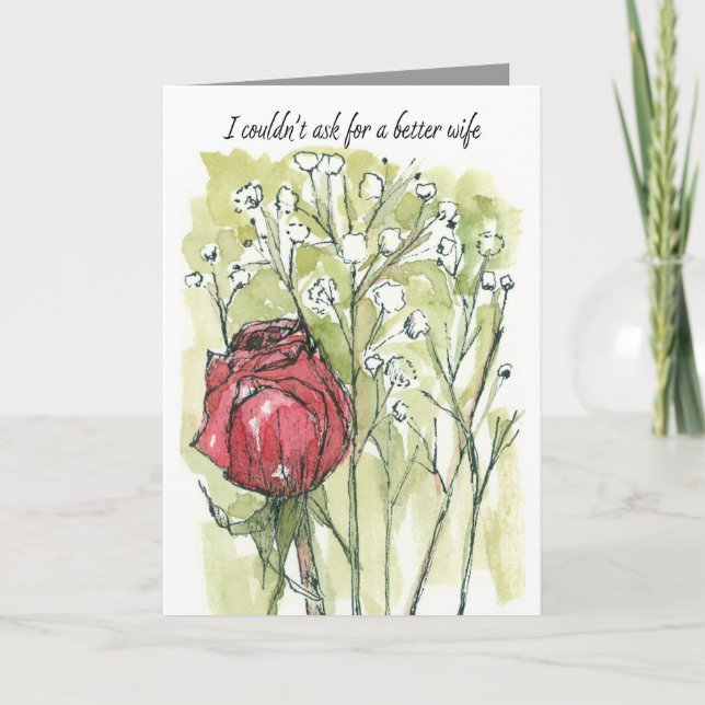 Tarjeta Aniversario feliz de la esposa rosa roja el alient (Anverso)