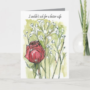 Tarjeta Aniversario feliz de la esposa rosa roja el alient