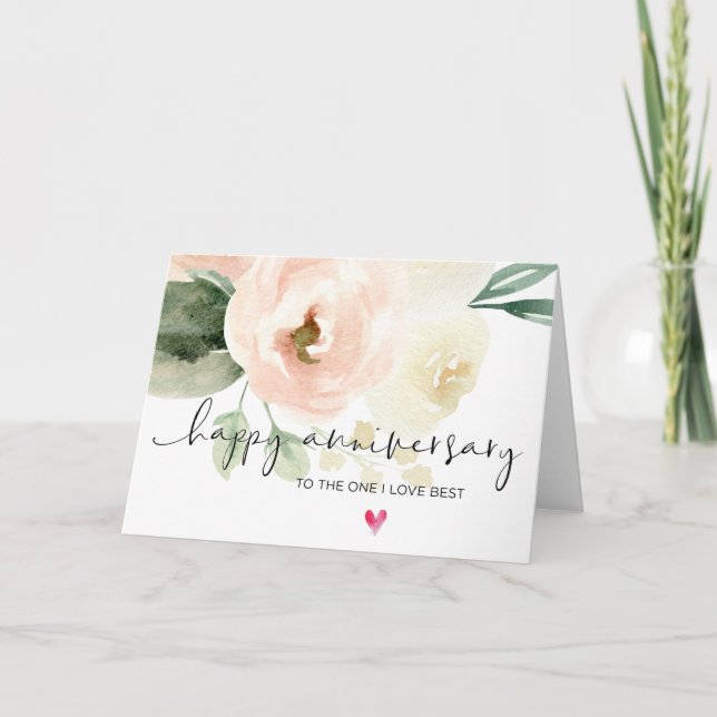 Tarjeta Aniversario feliz de la floral rosa Novio del mari (Anverso)
