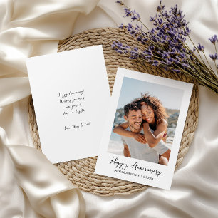 Tarjeta Aniversario feliz de la foto de la Escritura perso