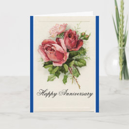 Tarjeta Aniversario feliz de los rosas del vintage