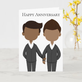 Tarjeta Aniversario feliz de parejas gay afroamericanas