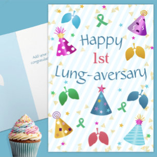 Tarjeta Aniversario Feliz de Pulmón Personalizado 