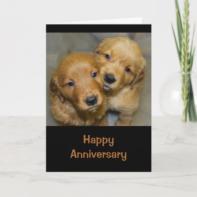 Tarjeta Aniversario Feliz De Una Pareja De Perro Apropiada (Anverso)