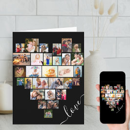 Tarjeta Aniversario feliz del Collage de fotos del corazón