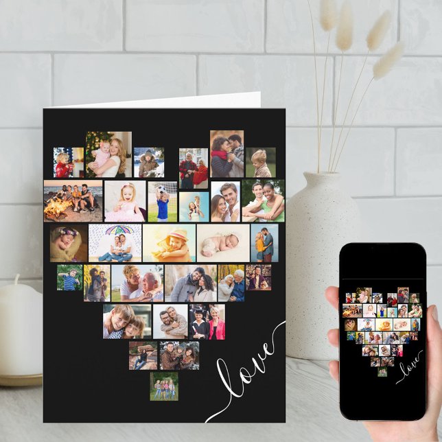 Tarjeta Aniversario feliz del Collage de fotos del corazón (Subido por el creador)