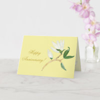 Aniversario feliz | Elegante rama de Magnolia Amar