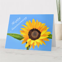 Aniversario feliz - Girasol amarillo en cielo azul