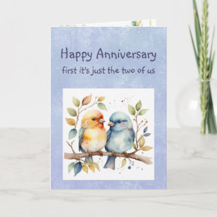 Tarjeta Aniversario Feliz Gracioso Queridos Aves