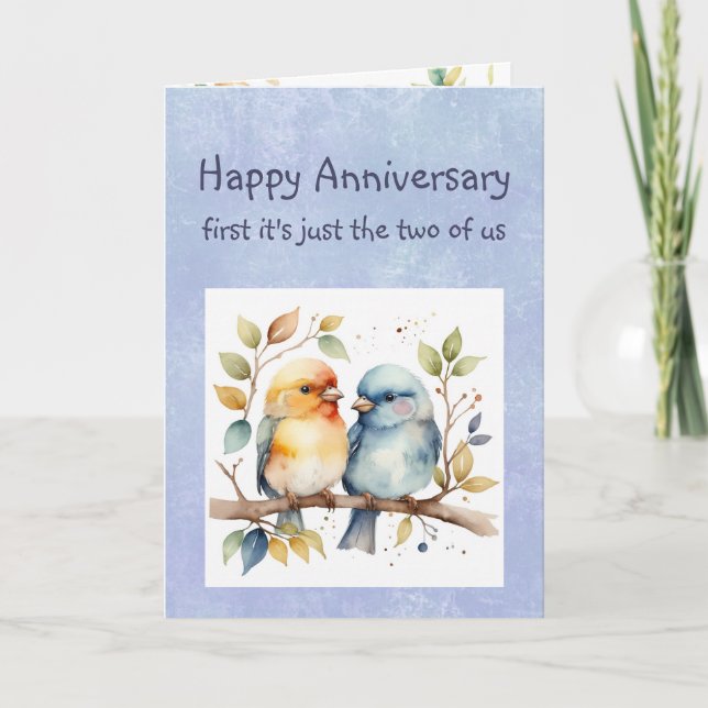 Tarjeta Aniversario Feliz Gracioso Queridos Aves (Anverso)