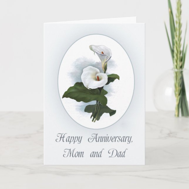 Tarjeta Aniversario feliz mamá y papá, elegante Calla Lily (Anverso)