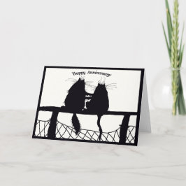 Tarjeta aniversario feliz, par del gato