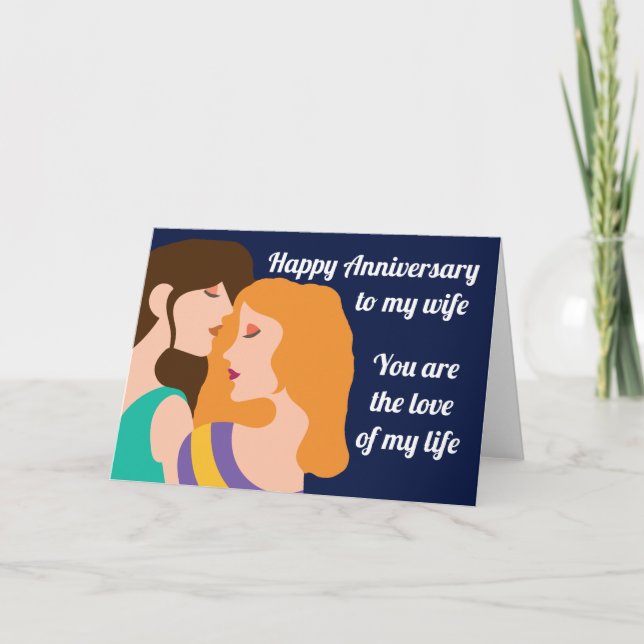Tarjeta Aniversario feliz pareja de lesbianas dos mujeres (Anverso)