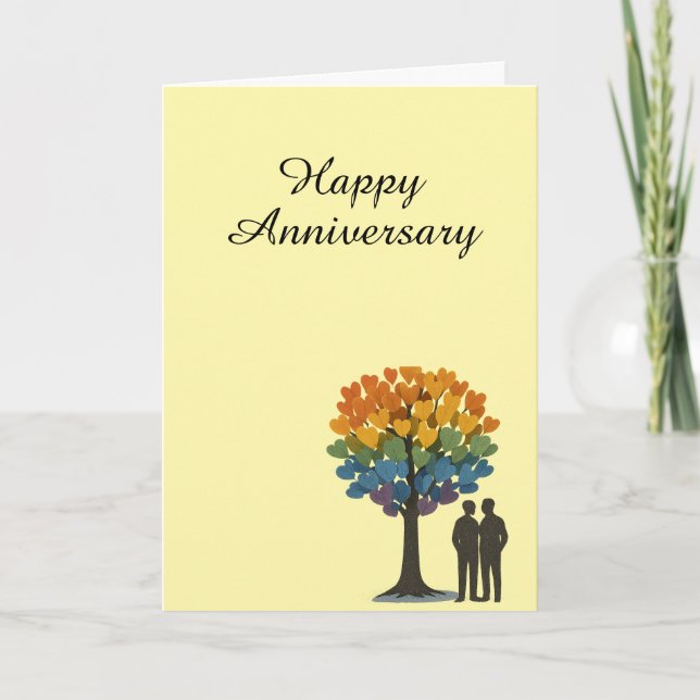 Tarjeta Aniversario feliz - Pareja LGBTQ+ (Anverso)
