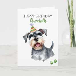 Tarjeta Aniversario feliz personalizado de Schnauzer Dog