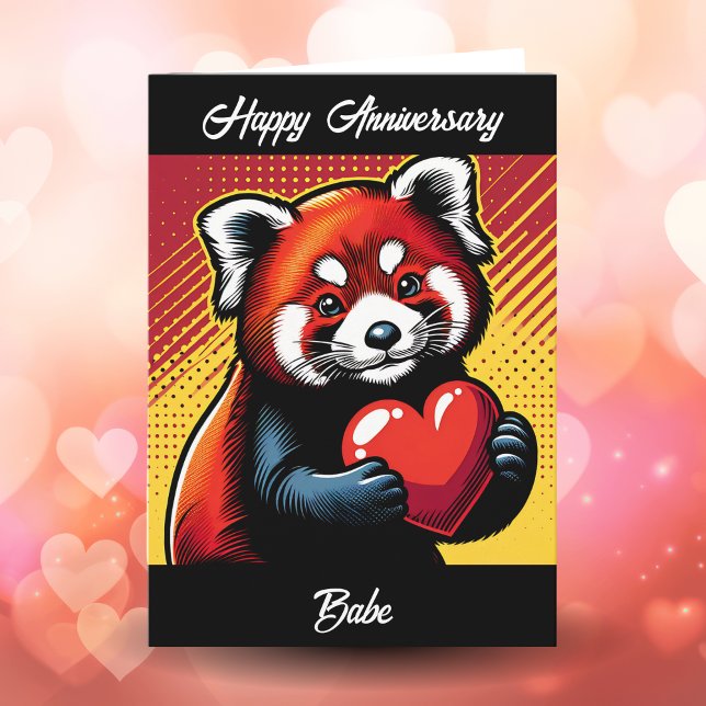 Tarjeta Aniversario feliz | Pop Art Red Panda (Subido por el creador)