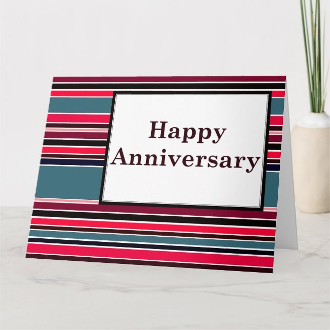 Tarjeta aniversario feliz: rayado (Anverso)