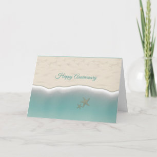 Tarjeta Aniversario feliz Sandy Beach Pigeon Traces