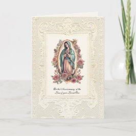 Tarjeta Aniversario floral de Guadalupe amado de la muerte