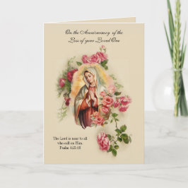 Tarjeta Aniversario Floral de la Muerte de la Virgen María