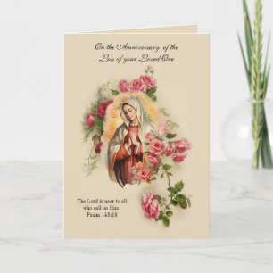 Tarjeta Aniversario Floral de la Muerte de la Virgen María