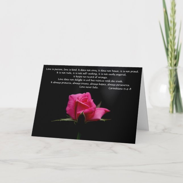 Tarjeta Aniversario floral Rosa Rosa Corinthian Verse Love (Anverso)