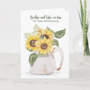 Tarjeta Aniversario Hermano Cuñada Girasoles