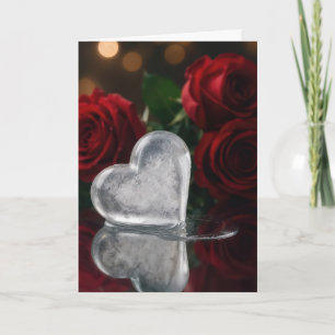 Tarjeta Aniversario Hielo Derretido Calor Con Rosas Rojas