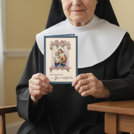 Tarjeta Aniversario Jubileo Monja Católica Virgen María Ro