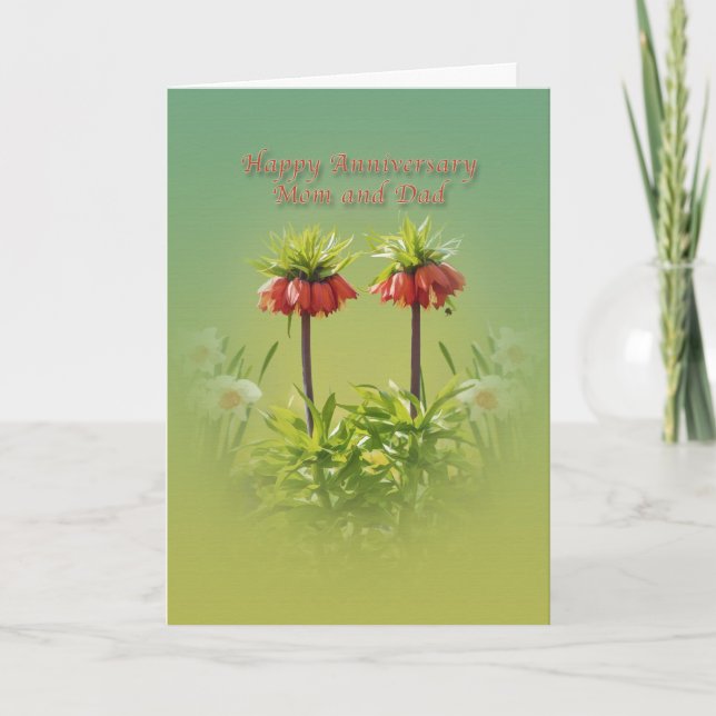 Tarjeta Aniversario, mamá y papá, Red Rubra Tulips (Anverso)