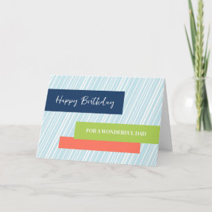 Tarjeta Aniversario moderno de Aqua Stripes Dad