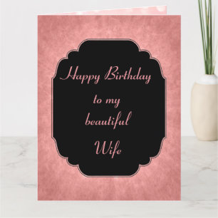 Tarjeta Aniversario moderno de la esposa rosa y negra
